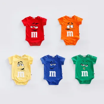 

Newborn baby cotton rompers Summer short sleeve soft infant baby clothes bebe roupas M chocolates candy jumpsuits costume