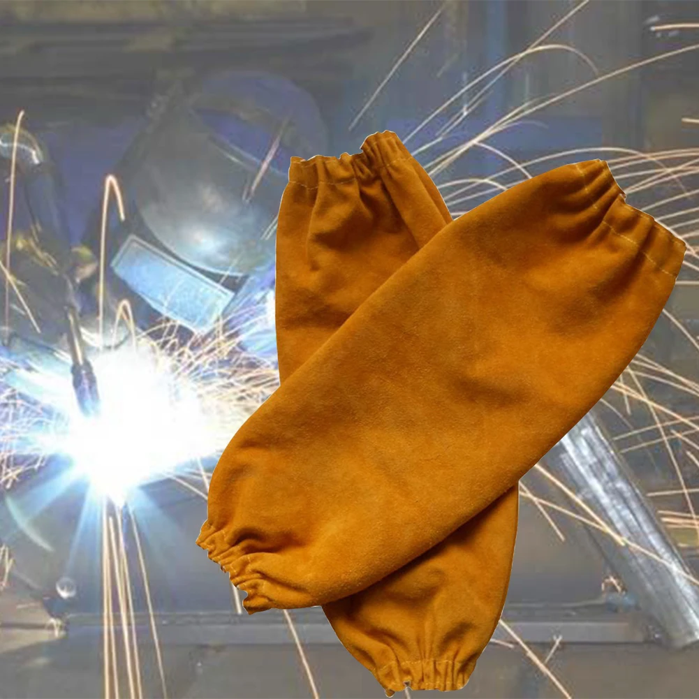 

1 Pair Tool Leather Heat Resistant Elastic Cuff Arm Guard 48cm Multifunction Welding Sleeve Safe Gardening Protective Durable
