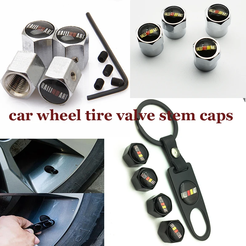 

1set car wheel tire valve stem cap For Mitsubishi Lancer 10 9 EX Eclipse Galant outlander For Ralliart logo Valve Parts Covers