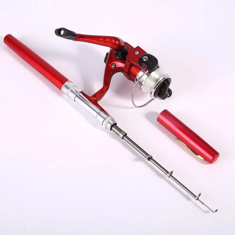 Vara de Pesca + Carretel ao ar Livre Mini Acampamento Viagem Arremesso Telescópica Bolso Caneta Forma Pesca Linha 2 Cheap Varas de pescar