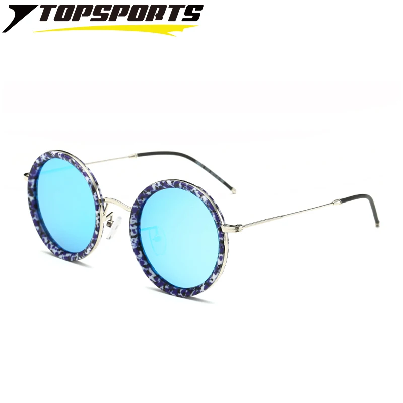 

TOPSPORTS Polarized Retro Women Men Sunglasses Metal PC flowers Frame UV400 TAC Round Reflective Lens Glasses Skinny leg
