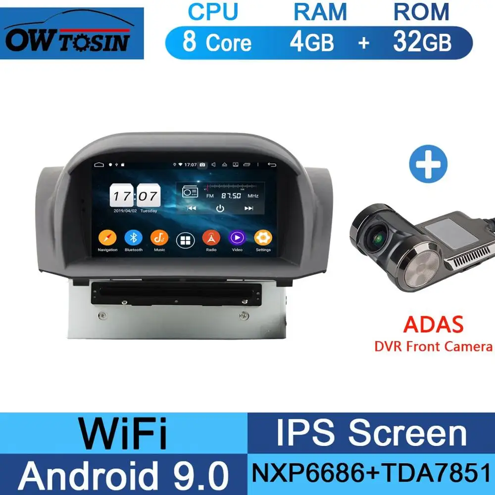 " ips 1024*600 Octa 8 ядерный 4 Гб ram+ 64 Гб rom Android 9,0 автомобильный dvd-плеер для Ford Fiesta 2011- DSP радио gps Parrot BT Adas - Цвет: 32G Adas Camera