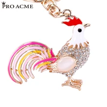 Pro Acme 2017 New Pretty Chic Opals Cock Rooster Keychains Crystal Chicken Key Chain Women Bag