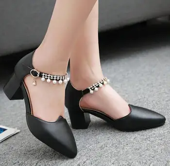 

Girls Elegant Zapatos Mujer Bride Party Women Wedding Shoes High Heels Ankle Strap Pumps Chunky Woman Ladies C161668