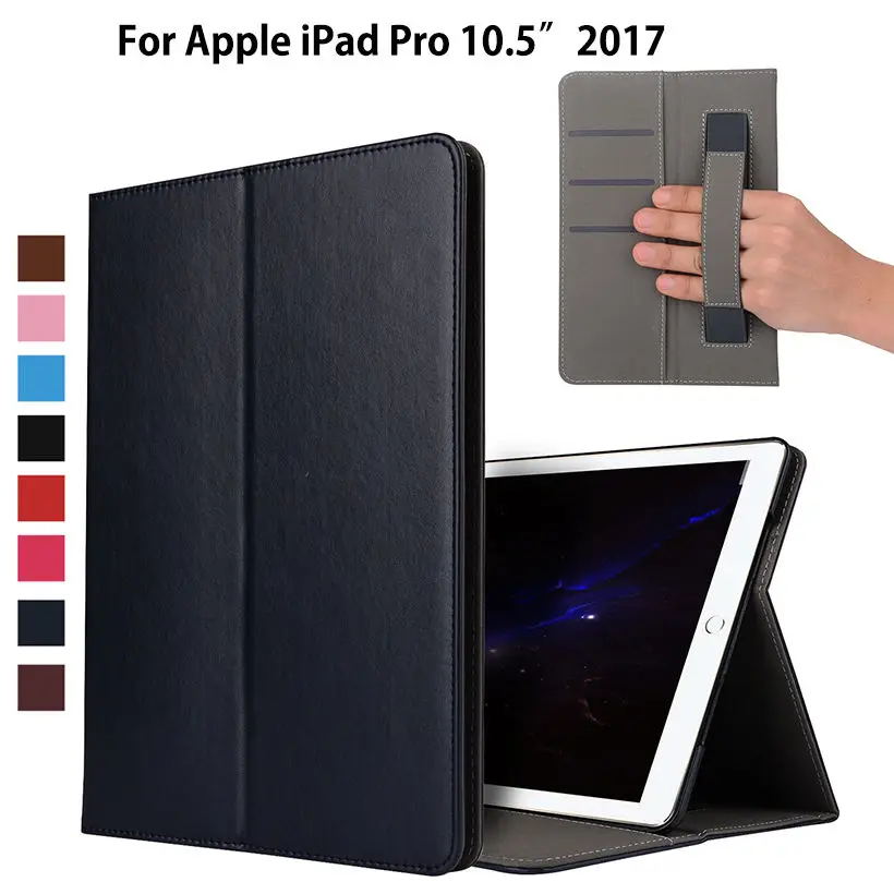 

Luxury PU Leather Case For Apple iPad Pro 10.5" 2017 Smart Cover Funda Tablet wake up sleep Hand Holder Flip Stand Skin Shell