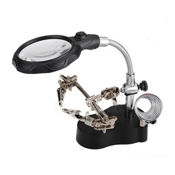

New LED Loupe 3.5X Magnifier Pince Etau Bras Troisieme Main Support Soudure Soudage