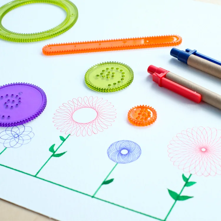 Mideer детский креативный diy Рисунок шестерни миллион линейка с цветами игрушки, мульти-функциональный волшебный спиральный Набор для рисования