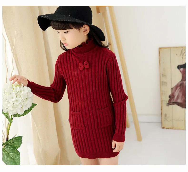 Big Girls Knit Sweater Dress Long Sleeve School Little Girls Princess Sweaters Dresses Knitted Child Autumn Red Black Clothing  4 5 6 7 8 9 10 11 12 13 14 15 years little baby christmas girl dress  (5).jpg