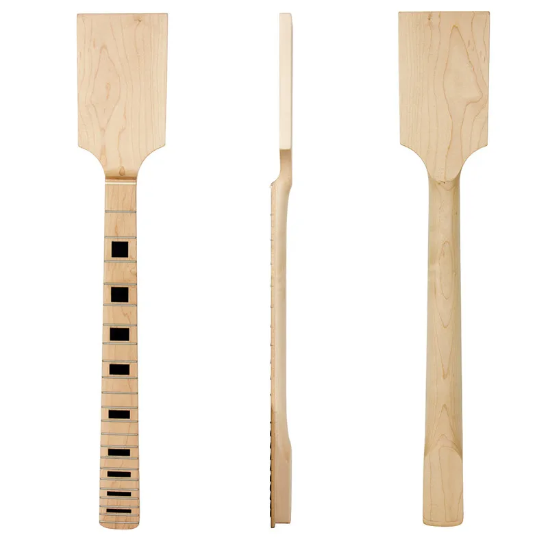 Koop Kmise paddle gitaar hals esdoornhout 22 jumbo frets blok inlay onvoltooide gitaar onderdelen