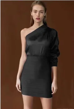 

New Style Fashion Bandage Dress One-Shoulder Backless Strapless Sexy women celebrity body con Wedding Party Dresses wholesale