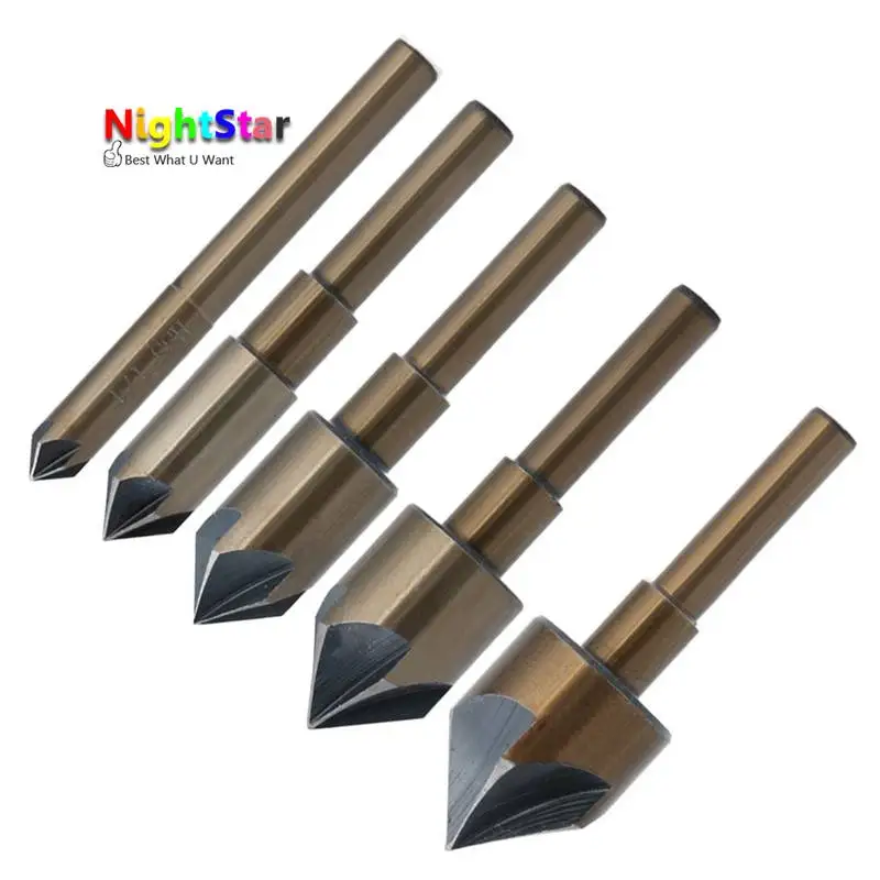 

5pcs Metric Drill Press Countersink Boring Bit Single Blade 82 Degree Chamfering Cutter 1/4 3/8 1/2 5/8 3/4 HSS 4341