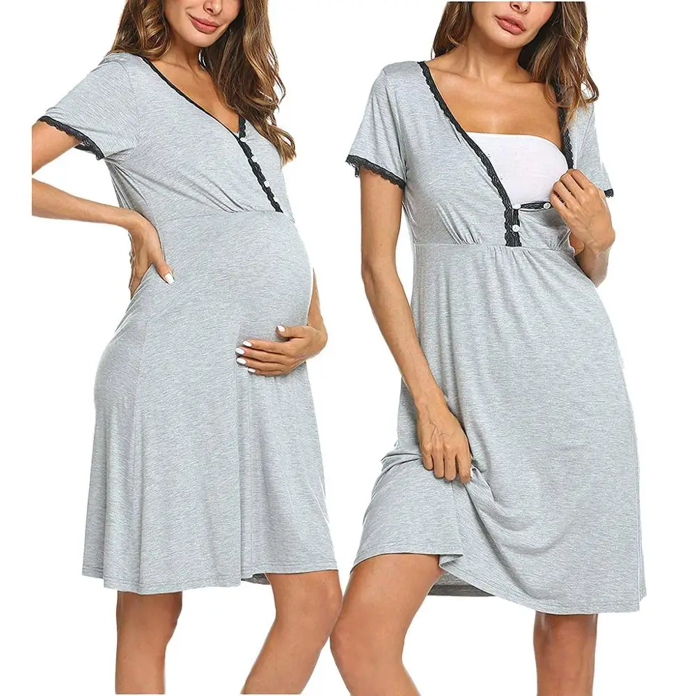

Women Short Sleeve Nightgown Nursing Nightgown Breastfeeding Sleep Dress nursing nightgown for hospital maternidad