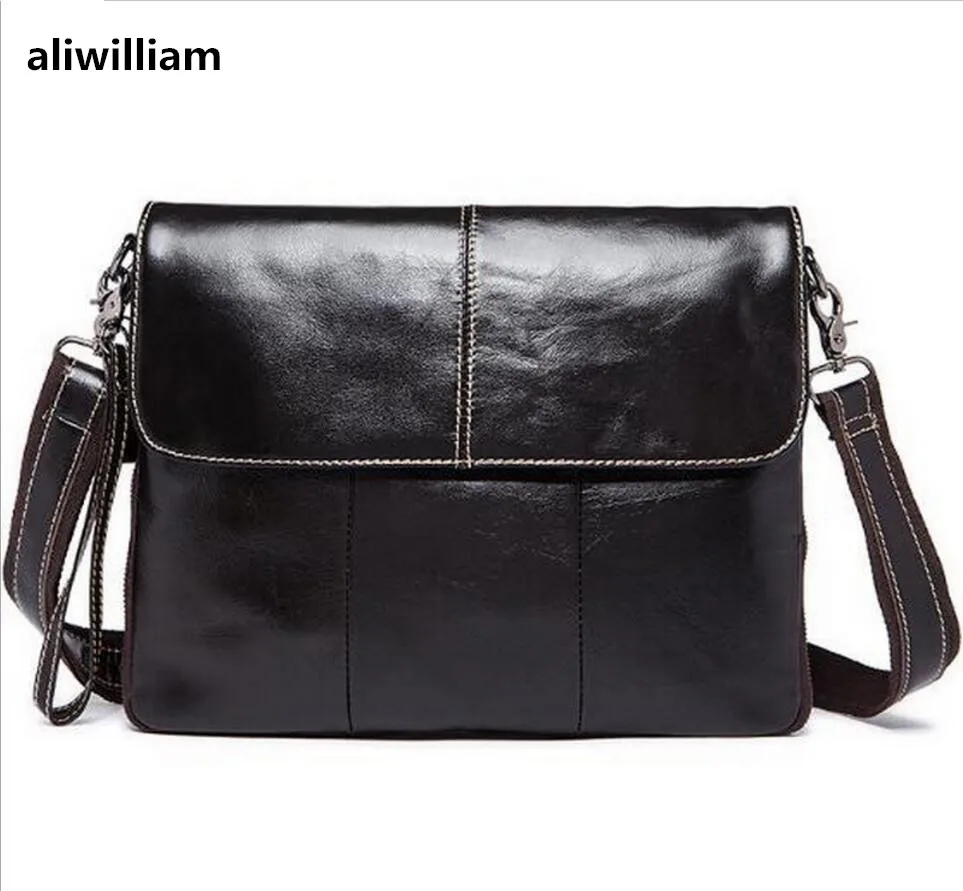

European American Style Leather Men's Bag Business Clamshell Men's Shoulder Bag Head Layer Leather Messenger Bag Male Hot Pack