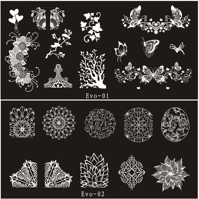 

1 Set 12 Styles Nail Stamping Plates Lace Flower Animal Pattern Nail Art Stamp Stamping Template Image Plate Stencil Nails Tools