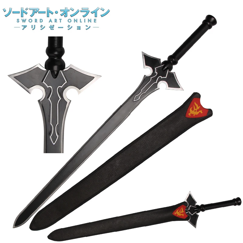 

Free Shipping Kirito Sword Art Online ALO Real Steel Blade Leather Sheath With Strap Cosplay Props Decorative Swords