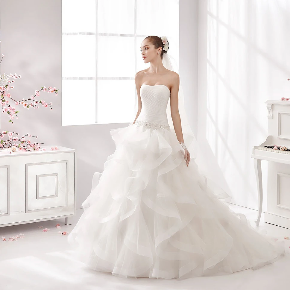 Vestido де Noiva 2016 Свадебные Платья Романтический line С Плеча Тюль Свадебное Платье Без