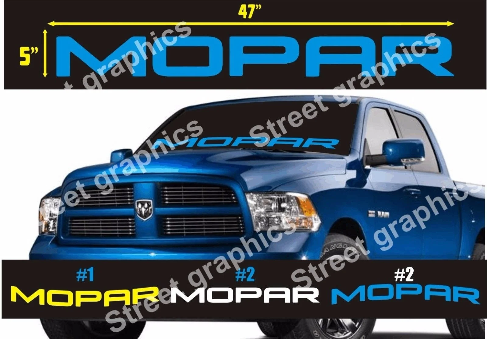 Для MOPAR Синий лобовое стекло виниловая наклейка DODGE ram | Автомобили и мотоциклы