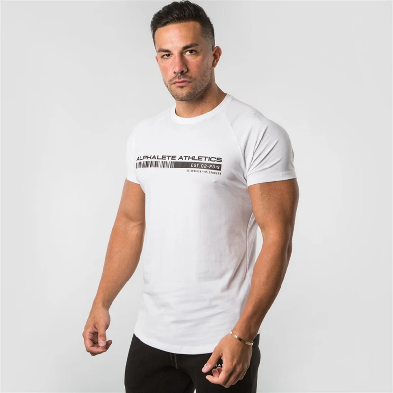 2019 Summer New ALPHALETE Men's Cotton Short Sleeve T-Shirt Gym Fitness Shirt Men's Casual Fashion Print O-Neck T-Shirt 2019 Summer New ALPHALETE Men's Cotton Short Sleeve T-Shirt Gym Fitness Shirt Men's Casual Fashion Print O-Neck T-Shirt