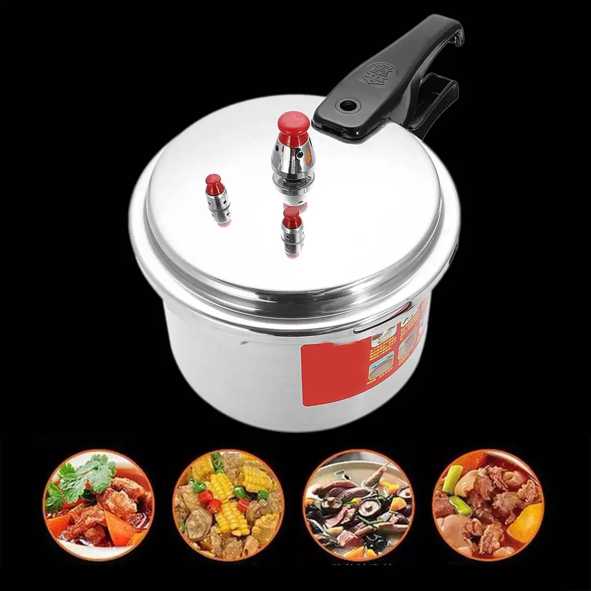 

18CM Aluminium Alloy Kitchen Pressure Cooker Gas Stove Cooking Energy-saving Safety Protection Light-weight Easy to Clean