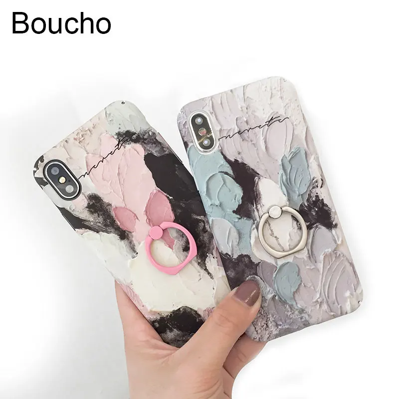Матовый чехол Boucho для iPhone X 6 6s 7 8 Plus Роскошный Ретро цветной телефона с рисунком