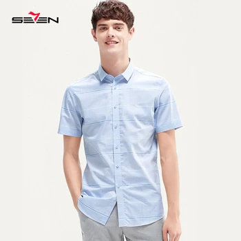 

Seven7 2019 New Summer COTTON 100% excellent comfortable slim fit Turn-down collar business men casual shirts tops 116A30100