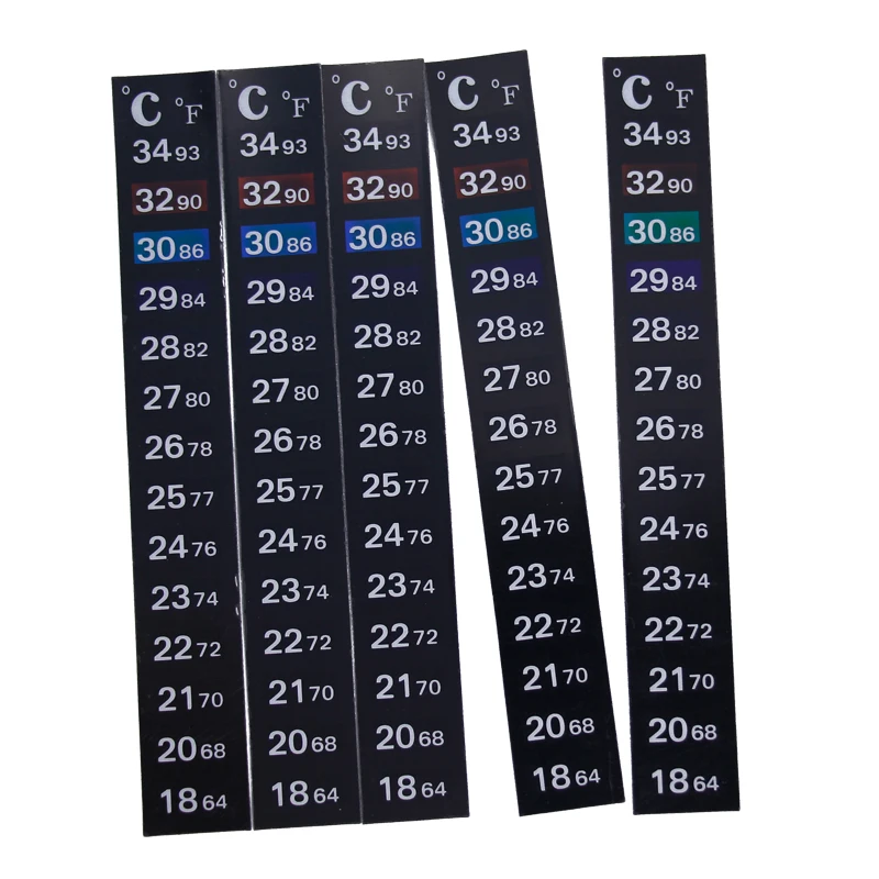5pcs Thermometer Strip Stick-on Color Temperature Sticker Aquarium