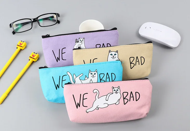 Тканевый чехол карандаш с рисунком Bad Cat органайзер для канцелярских товаров