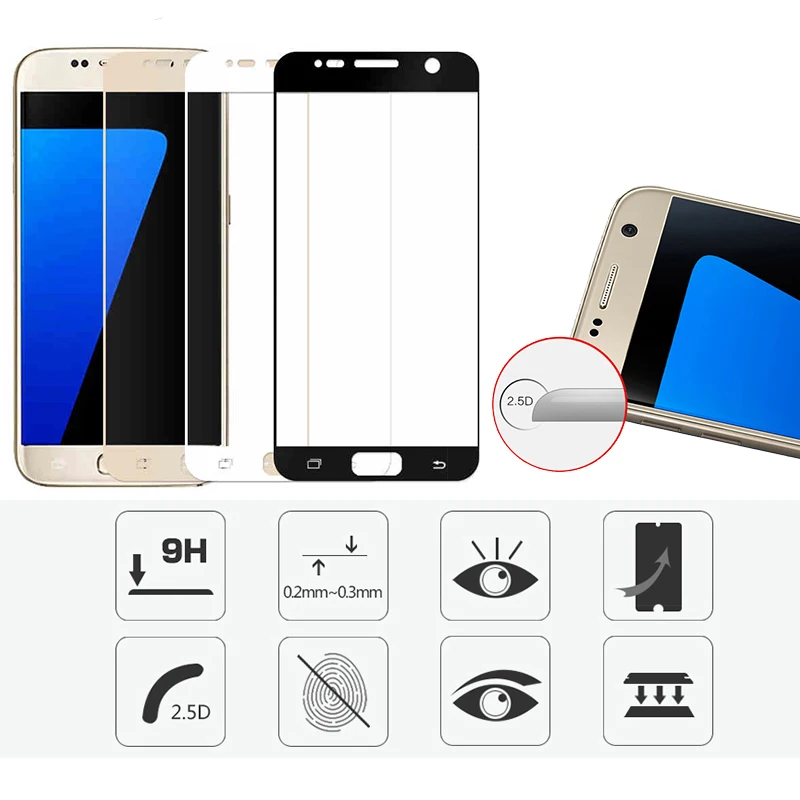 

Options Premium Curved Tempered Glass Screen Protector Case for Samsung S7 6 5 4 3 A3 5 7 2017 Full Protection Film Clear Cover