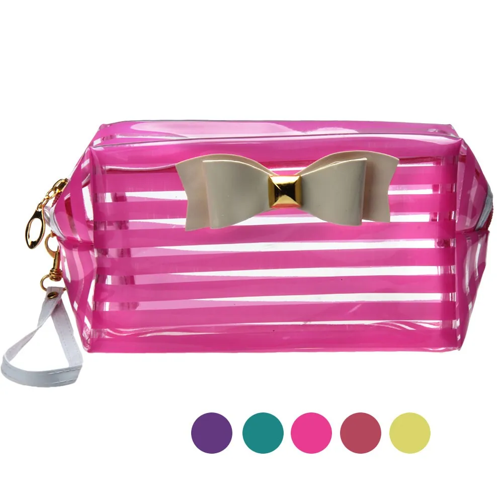

Lovesky New Arrival 1PC PVC Bow Waterproof Hand Travel Cosmetic Bag Makeup Storage Bags Freeshipping & Wholesale