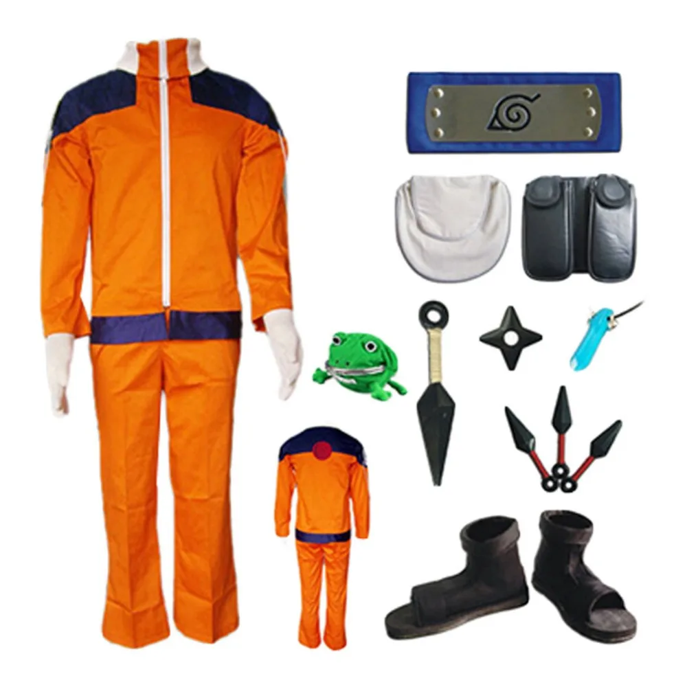 Naruto Shippuden Cosplay Costume - Orange & Black Jacket & Pants Full Outfit Set