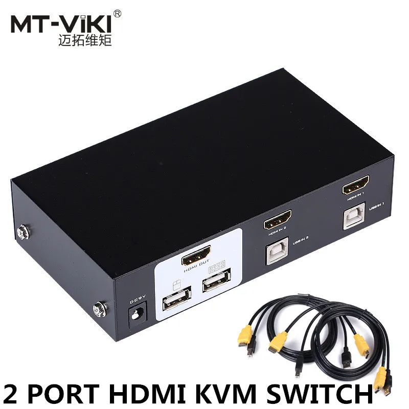 2 Port Smart Automatic HDMI KVM Switch 1080P USB Hotkey