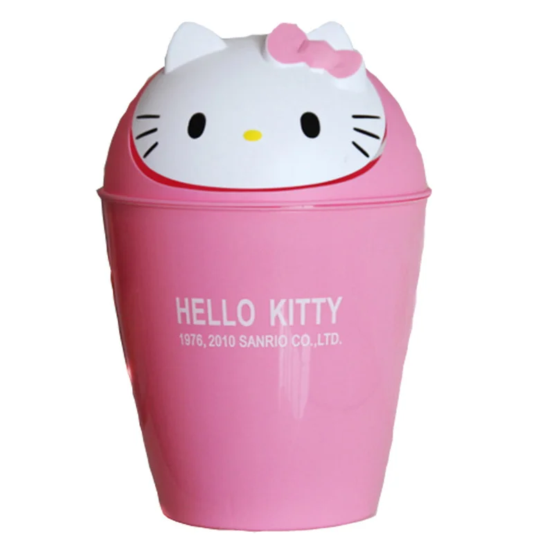  12L Hello Kitty Lovely Bedroom Living Room Household Car Trash Can with Cover Plastic Garbage Bin G - 33038708107