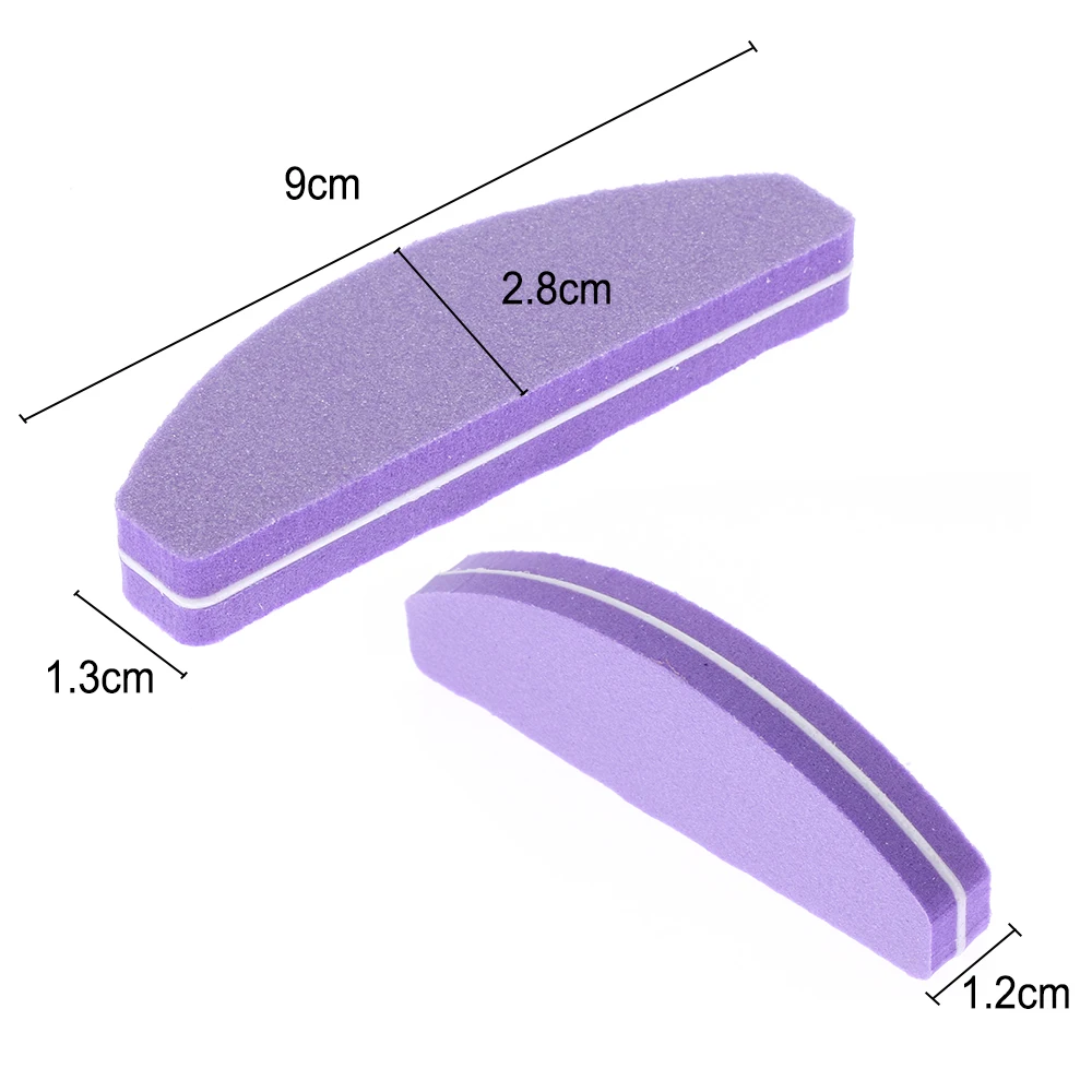 1/5Pcs Half Moon Nail File 100/180 Sponge Mini Nail Buffer Block Files For UV Gel Polish Colorful Manicure Sanding Nail Art Tool