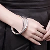 Doteffle-bracelets en argent Sterling 925, trois lignes pour femmes, lisse, de haute qualité, solide, bijoux à la mode ► Photo 2/6