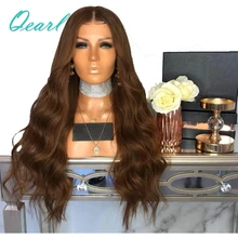 Brown Body Wave Human Hair Full Lace Wigs 180% Brazilian Remy Hair Pre Plucked Middle Part Wavy Wig With Baby Hair Qearl