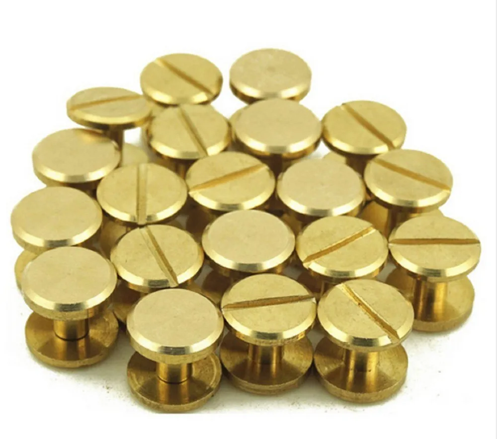 

10 pcs /set Stud Screw Round Head Solid Brass Button Screw Nail Rivet 6mm handmade leather luggage straps DIY