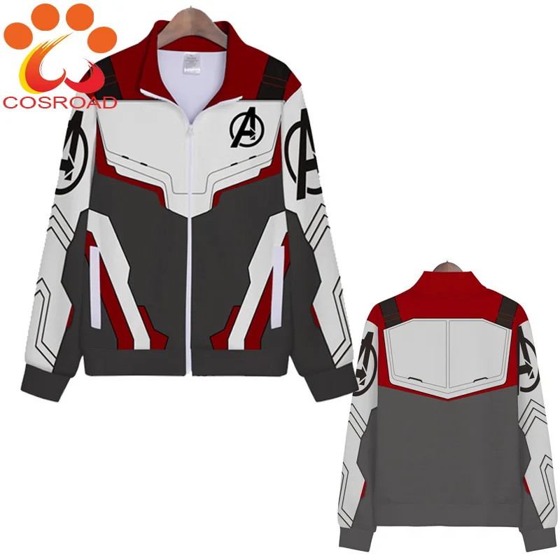 Cosroad Avengers 4 Endgame Quantum Realm Hoodies Cosplay Costume T shirt Men Women Zipper Coat Sweatshirts Spring Jacket
