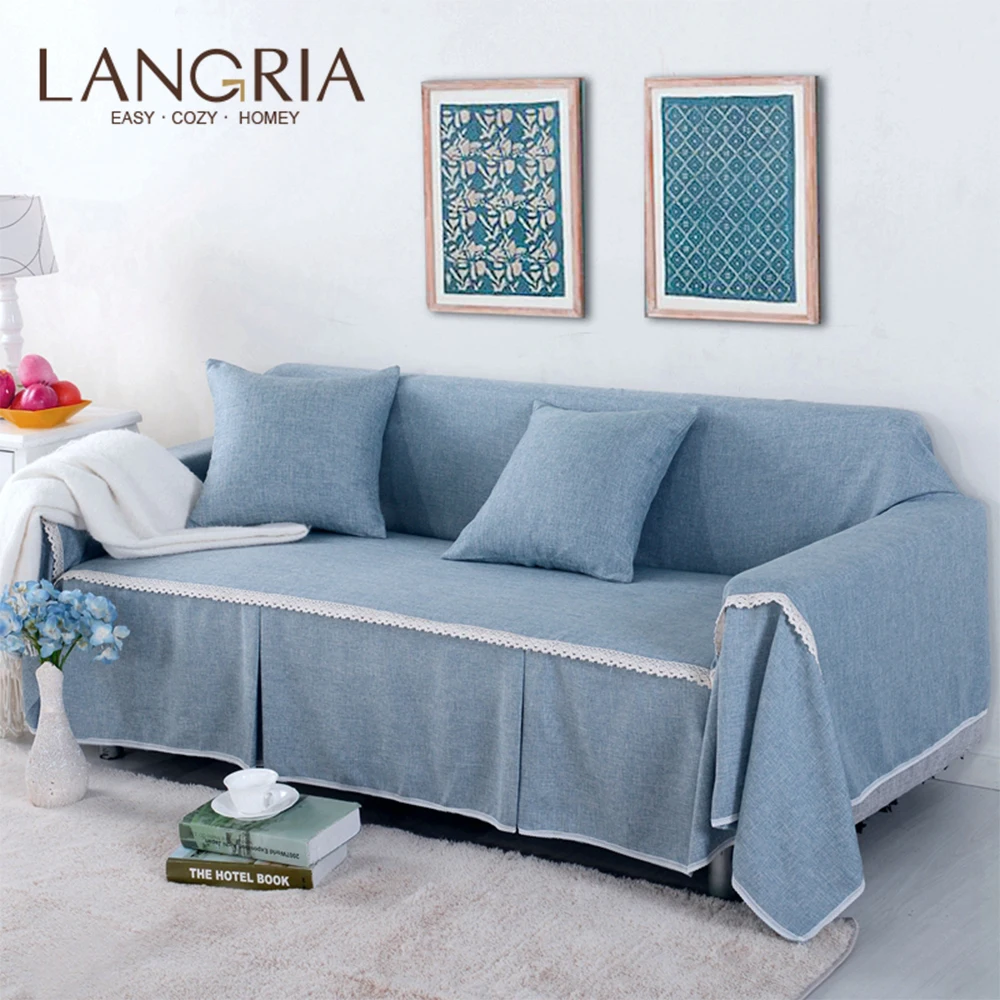 

20 Colors Seaters Sofa Cover Linen Type Pattern Sofa Decoration Cloth Furniture Protector Couch Cover 1/2/3/4 Seaters for Home