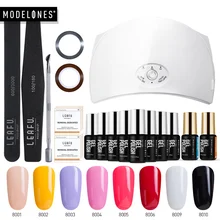Modelones 36W Fast Cure UV Lamp Nail Art Set Semi Permanent 8 Colors UV Gel Polish DIY Nail Design Tools Nail Manicure Gel Kits