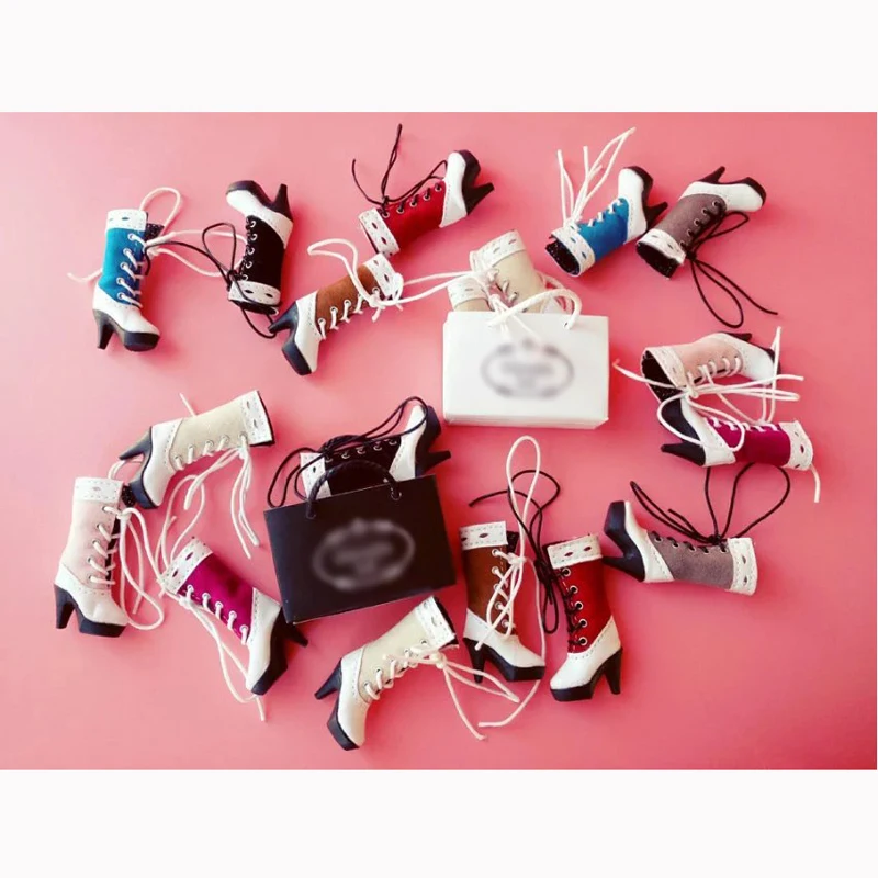 

1 Pair High Heel Boots Blyth Doll Shoes Half Boot for Barbies, Licca, Momoko, Pullip 1/6 Doll Clothes Accessories
