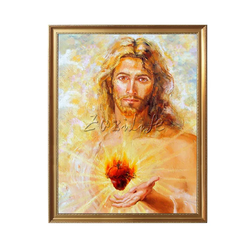 Принт с Иисусом Христом, плакат с изображением Сердца Иисуса и принт жикле на холсте, настенные художественные картины для гостиной, украшения для дома 01