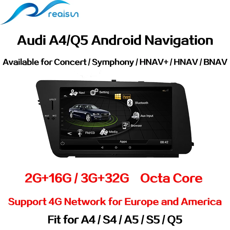 Realsun 7 дюймов Audi A4 B8 A5 S4 S5 Q5 концертный MMI 3g ram 32G rom Восьмиядерный Android 7,0 система 4G сетевая Автомобильная gps навигация