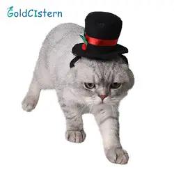 Кошка Собака Hat Рождество орнаментом черная шляпа модные маленькие Flowe разработан фестиваль щенок шляпа с регулируемый ремень