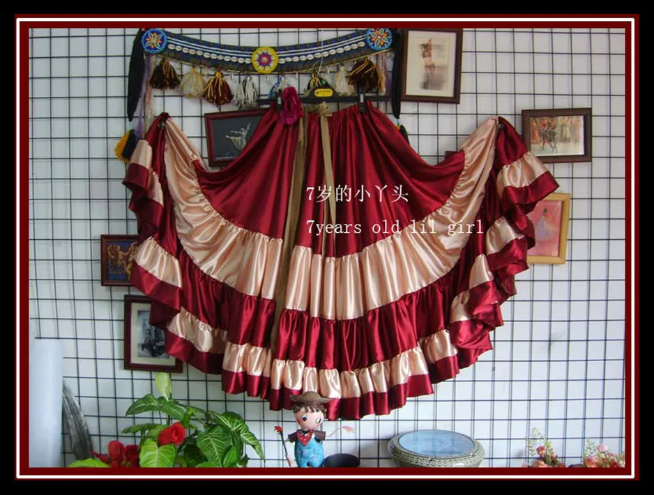 

Satin silk Furlong Ming Go expansion skirt belly dance skirt 9EX08-14