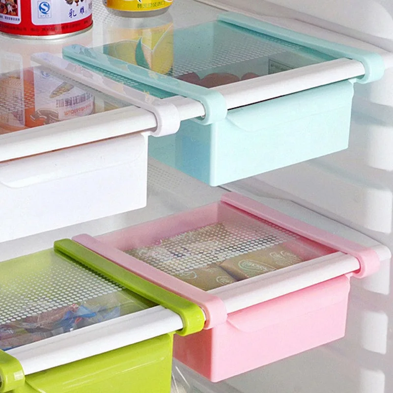 White Refrigerator Storage Box Fresh Spacer Layer Storage Rack Drawer Sort Kitchen Accessories Hanging Organizer
