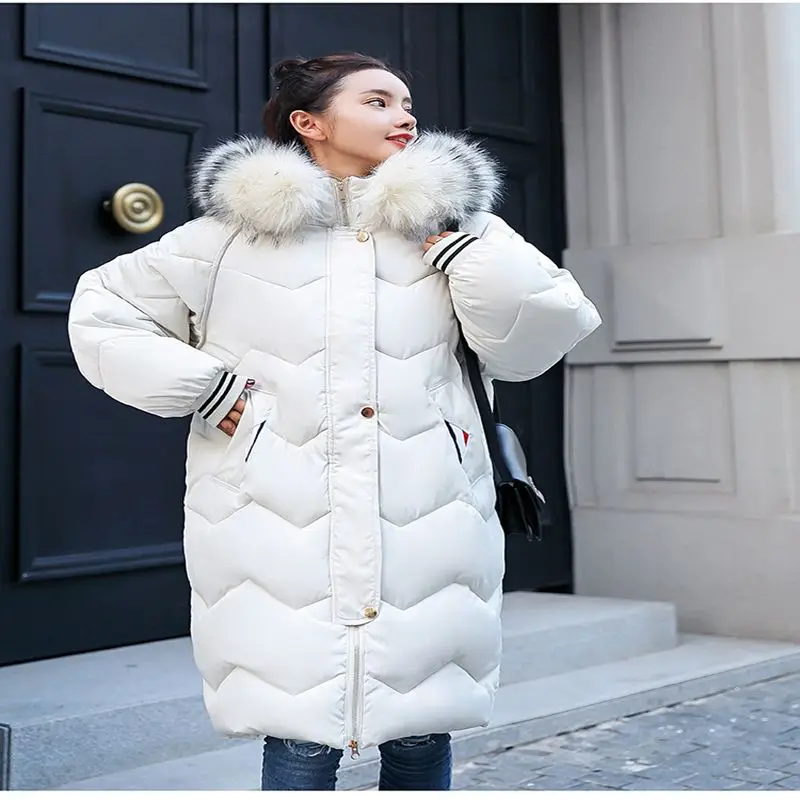 Brieuces 2018 New Winter Jackets Women Coats Big Fur Collar Hooded Down Jacket Warm Long Parkas Women Thicken Cotton Jacket