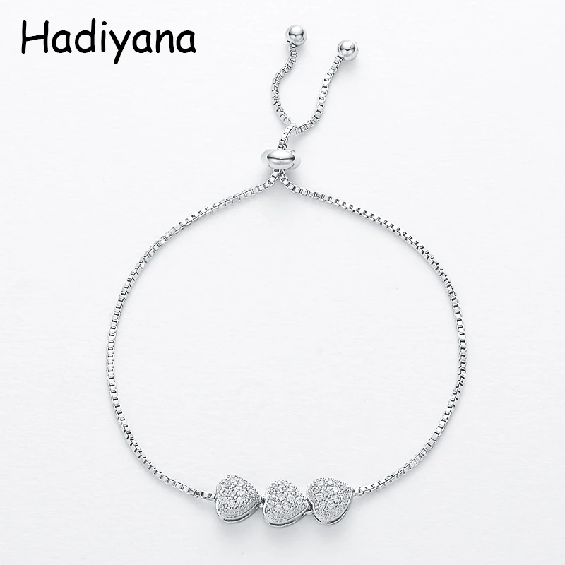 

Hadiyana Exquisite Micro-inlaid Adjustable Lady Fashion Love shape Bracelet Valentine's Day Gift Lady Sent Opponent Chain BR4086