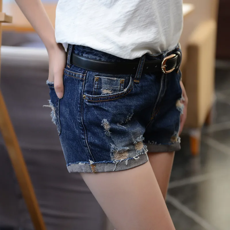 The new female denim shorts jeans female low waist shorts 2016 women s jeans female Korean