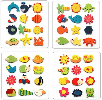 

Funny 1Pack 12Pcs Baby Kids Kitchen Wooden Cartoon Animal Fridge Magnet Lovely Child Decorative Educational Toy Gifts Set
