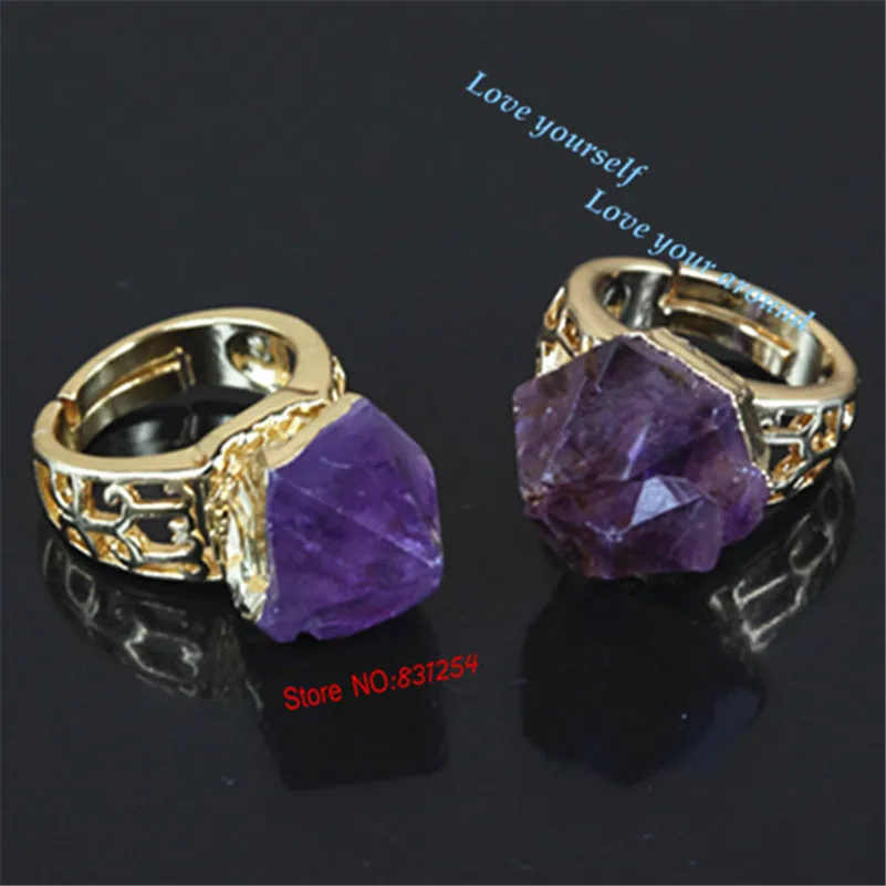 

New Arrival!1PC Women Ring Druzy Geode Statement Crystal Ring Gold Color Natural Stone Ring
